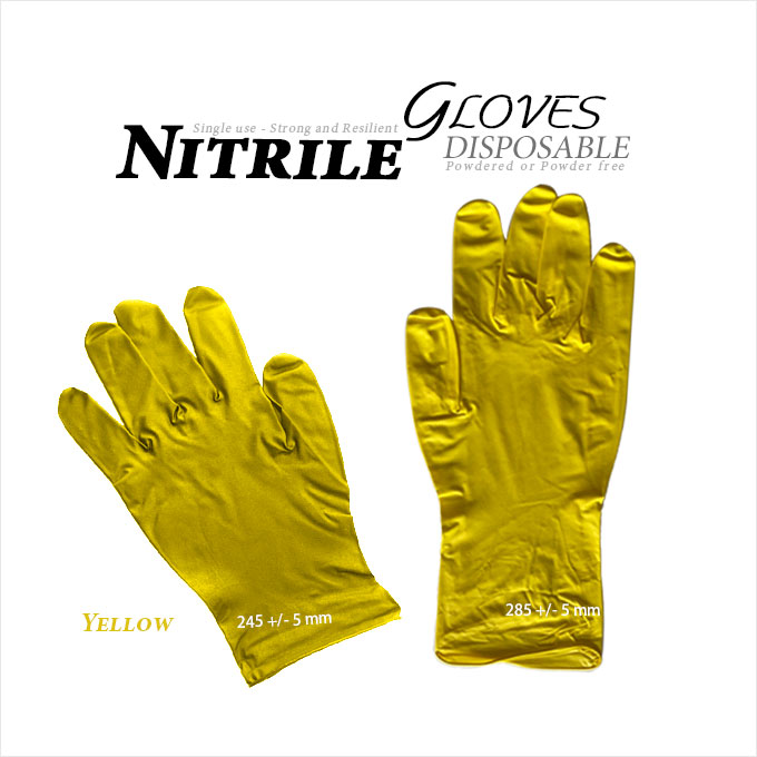 Nitrile Disposable Gloves - Yellow Nitrile Disposable Gloves - Yellow