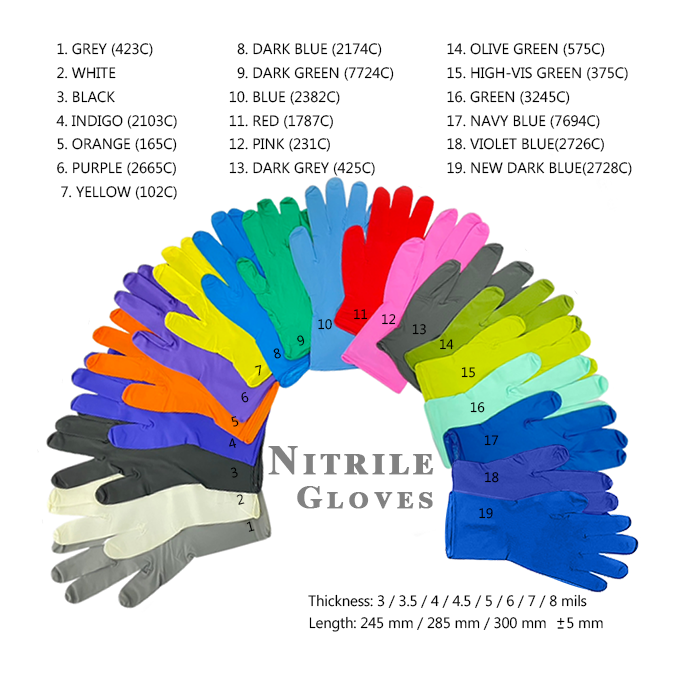 Nitrile Disposable Gloves – available colors