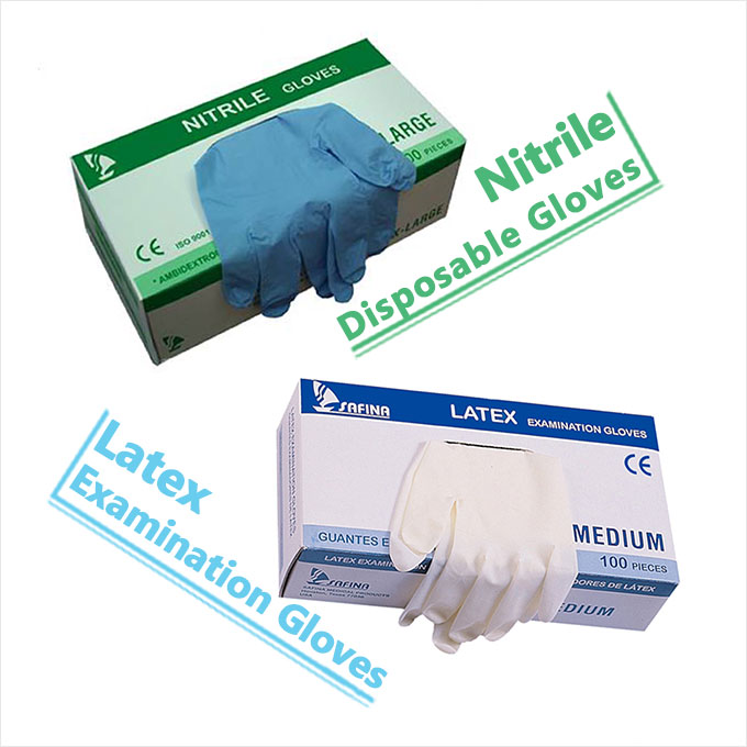 Latex and Nitrile Disposable Gloves