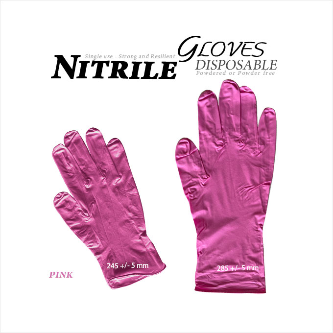 Nitrile Disposable Gloves - Pink